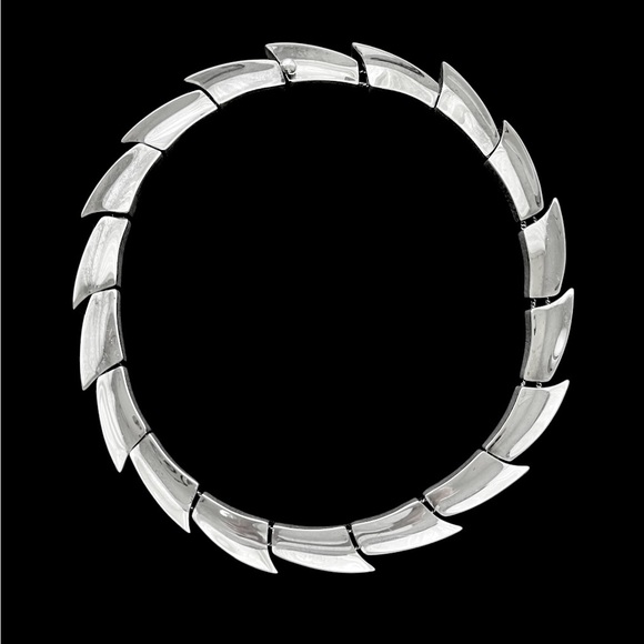 Vintage HEAVY Mexican sterling silver 925 collar necklace 109g and 17 in - Picture 1 of 10